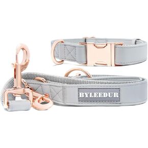 Dog Strap and Dog Collar Set 6.6 Inches with Elegant Leather Look Rose Gold Adjustable 3 Straps for Comfort and Ease (L(15.4-24.8) inch)