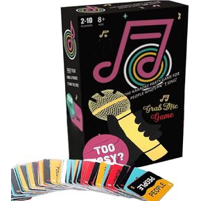 The Mic Games– Family Karaoke Board Game, Games for Bad Singers with 250 Lyrics (125 Cards) for Hilarious Game Nights & Birthday Party