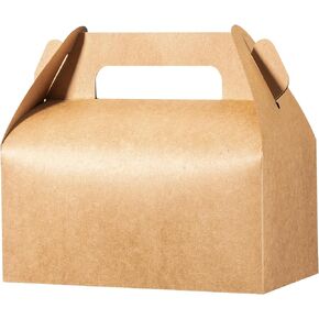 UnicoPak 10 Pack Brown Gable Treat Boxes Party Favor Boxes Goodie Gift Boxes for Snacks Cookie Candy Toys Birthday Party Wedding Holidays 6.5x3.5x4 Inches