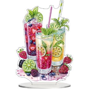 DIY Tabletop 5D Diamond Art Painting Kit，Double Sided Desktop Ornament Special Shaped Rhinestone Desk Placement Ornament，Home Stand Up Gem Painting Craft Kit，Gift (4Th of July-Dog)