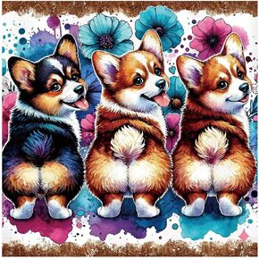 Kulvci Diamond Art Kits for Adults, Dog Diamond Painting Kits for Beginners, DIY 5D Diamond Painting with Round Gem Art Kits for Adults for Gift Home Wall Decor 12x12inch