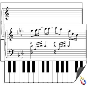 Large 2Pcs 16.5 x 11.8 Inch Piano Keyboard Magnet Practice Dry Erase Board Kids Magnetic Music Staff Classroom Whiteboard Music Classroom Supplies for Teacher Must Haves Gifts Teaching Staff