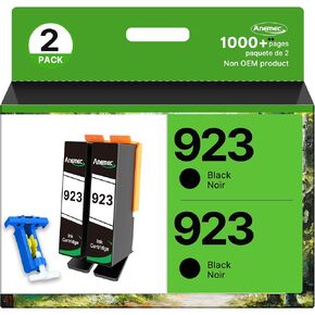 923 Ink Cartridges for HP Printers Replacement for HP 923 Ink Cartridges HP923 Black 923 Ink Without Chip Works for OfficeJet 8122e Pro 8135e 8139e 8138e Printer, 4K0T3LN Black (2-Pack)