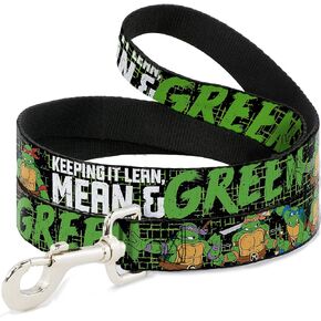 Dog Leash TMNT Pose6 Keeping It Lean Mean Green Black Green White 6 Feet Long 1.0 Inch Wide