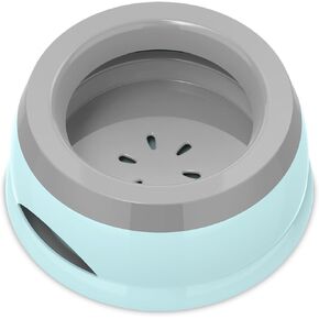 Takfox Dog Water Bowl, No Spill Cat Slow Feeder Water Dispenser Portable Vehicle Carried Car Travel Bowls for Small Medium Pets Sloppy Messy Drinkers 25oz, Grey