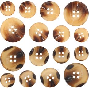 40Pcs Resin Sewing Buttons, 4-Hole Craft Suit Coat Shirt Buttons, Round Mixed Suitable Small Plastic Button for Sewing DIY Holiday Decoration(2 Colors: Brown & Coffee 4 Sizes: 15mm, 18mm, 20mm, 25mm)