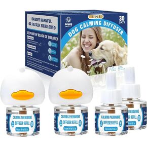 Dog Calming Pheromones Diffuser: 6-in-1 Kit Appeasing Pheromone Diffuser to Calm (2 Plugin+4x48ml Refills) for Comfort Reduces Stress Anxiety, Long-Lasting Appeasing Pheromone for Pet Dog Cat (6in1)