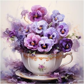 Sanjee Flowers Diamond Art Kits for Adults, Diamond Painting Kits for Beginner, 5D DIY Round Full Drill Gem Art Crafts for Home Wall Decor Gift, 12x12inch