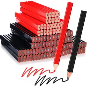 Tenceur 120 Pcs Carpenter Pencils Bulk 7 Inch Construction Pencils Heavy Duty Flat Wood Octagonal Hard Carpenter for Woodworking Marking and Concrete Marking (Black and Red)
