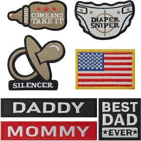 7PCS Daddy Tactical Patches with Hook and Loop, Embroidered Daddy Morale Patch for Backpacks, Tactical Bag, Vests, Hats