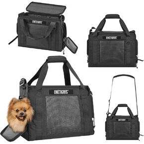 Onetigris Portable Pet Carrier for Small Puppy Dog and Cat, Multi Carry Way Soft Sided Carrier, Lightweight Adjustable Travel Pet Carrier for Outdoor Walking, Vet Visit, Camping, Up to 12lbs