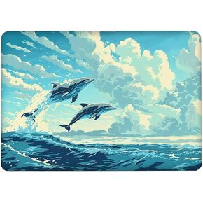 Compatible with MacBook Air 15 Inch Case 2023 M2 2025 M4 Chip Model A2941 A3241, Plastic Hard Shell Case for Mac Air 15 with Touch ID (2023) - Cute Moon Cat