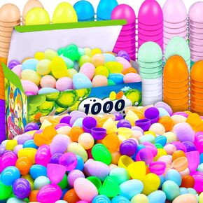 200Pcs Easter Plastic Egg Bulk Empty, Fillable Basket Fillers Stuffer Hunt, Colorful Golden Eggs for Classrrom Prize Supplies Toy