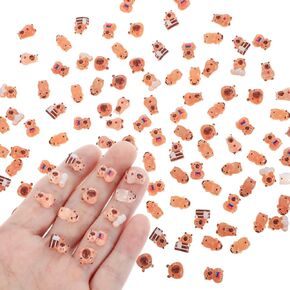 200Pcs Mini Resin Capybara, Tiny Capybara Figurines, Mixed Miniatures Resin Animals for Crafts Fairy Garden Bonsai Micro Landscape Dollhouse Birthday Cake Toppers Decor