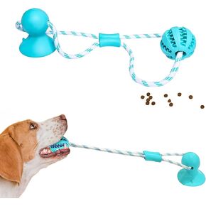 Dog Toys Treat Food Dispensing Ball with Suction Cup, Tug of War for Dogs, Interactive Ball for Boredom, Mental Stimulation for Dog Games to Keep Them Busy (Pink)