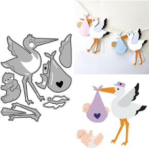 Patchwork Arrow Stork Bird and Baby Metal Cutting Dies for Card Making, Paper Embossing Die Cuts Kit Templates Supplies, Photo Frame Album DIY Scrapbooking Stencils Sets