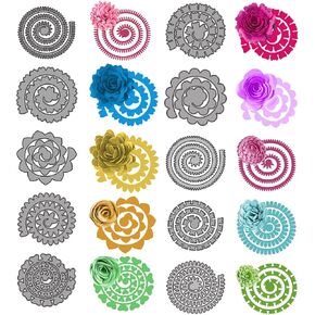 10Pcs 3D Flowers Spiral Metal Cutting Dies, 3D Layering Rose Metal Cutting Dies Daisy Flower Garland Wedding Cut Stencils Blossom Screw Flower Die Cuts Metal Embossing Stencils Template Mould
