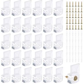 30 Set Mirror Clips for Frameless Mirror Mounting Hardware with Screw Clear Plastic Mirrors Hanging Clips for Fixing Mirrors Cabinet Box Door