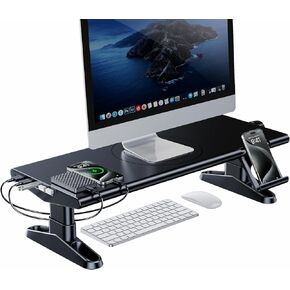OATSBASF Monitor Stand Riser with 3.0 USB HUB, Type-C Data Port, 4 USB Ports, Height Adjustable Monitor Stands with Phone Holder, Desk Organizer for PC, Laptop, Printer, TV