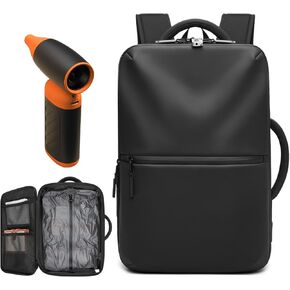 60L Exapandable Vacuum Travel Carry on Backpack, 17Inch Water Resistant Business Laptop Backpack with USB Charging Port and TSA Lock for Women & Men (With Multifunctional Violent Air Pump & Black)