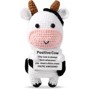 Positive Cow, Crochet Cow Cute Crochet Cow Plush Knitted Potato Emotional Knitted Animals Knitted Wool Doll for Party Decorations Encouragement Gifts