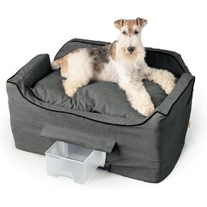 Snoozer Lookout II Car Seat with Storage Tray - Dog Car Seats for Medium Dogs, Booster Bed for Medium Sized Pets Up to 34 Lbs, Elevated, Washable - Large, Black Diamond