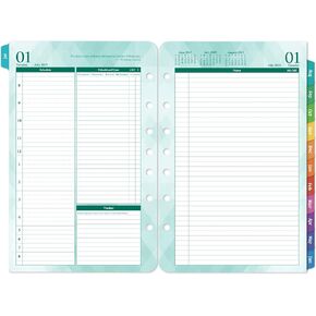 2025-2026 Planner Refills – Jul.2025 - Jun.2026, Two Pages Per Day Daily ＆ Monthly Planner, 5.5" x 8.4" Ring-Bound Organizer, Tabs, Quotes, Prioritized Task, Daily Tracker/Notes, Appointment Schedule