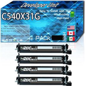 C540X31G Developer Unit Compatible for Lexmark C544N C546DTN X543DN X544DN X544DTN Printers, High Production Replacement (1 Pack Yellow)