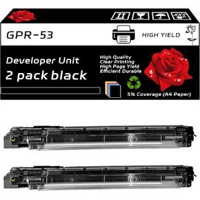 GPR-53 Developer Unit Compatible for Canon imageRUNNER Advance C3325i C3330i C3525i C3525i II C3525i III Printers, with Chip, High Yield 240000 Pages, Clear Printing (4-Pack BK/C/M/Y)