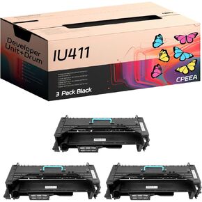 Compatible for Konica Minolta IU411 Developer Unit+Drum Unit Work for Konica Minolta Bizhub 223 283 363 423 36 42 Printers, with Chip, High Yield 80000 Pages, Clear Printing (3 Pack Black)