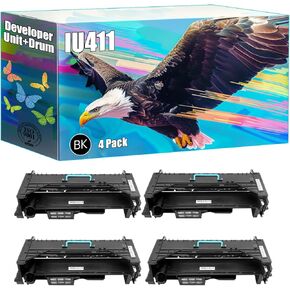 IU411 Developer Unit+Drum Unit Compatible for Konica Minolta Bizhub 223 283 363 423 36 42 Printers, High Yield 80000 Pages, Bright Colors Clear Printing (2-Pack Black)