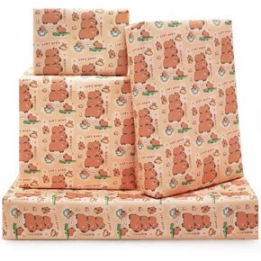 DXRJMB Capybara Wrapping Paper, Cute Capybaras Gift Wrap Paper 7 Sheets Folded Flat 20x28 inches per Sheet for Boys Kids Girls,Birthday Party Baby Shower Kindergarten
