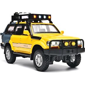 Cars for Boys 1/24 Diecast Car Land Cruiser LC80 Model,Pull Back Cars with Light and Sound,Die Cast Metal Landcruiser Car Model Collectible,Cars for Kids Ages 4-8（White）