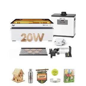 WECREAT Vision 20W Laser Engraver Machine, with AirGurad Pro Fume Extractor, 4 in 1 Rotary, Auto-Lifting, Smart HD Camera, Laser Engraver for Metal Tumblers Wood Acrylic Leather