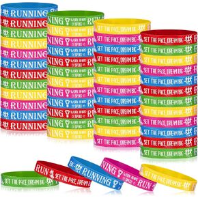 Running Silicone Wristbands Run Motivational Rubber Bracelets for Marathon Track and Field Cross Country Team Gift Sports School Prizes Birthday Party Favors Supplies