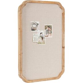 Kate and Laurel Marston Modern Farmhouse Scalloped Fabric Pinboard, 20 x 30, Rustic Brown, Transitional Rectangular Bulletin Board for Use as Motivational Vision Board or Decorative Wall Organizer