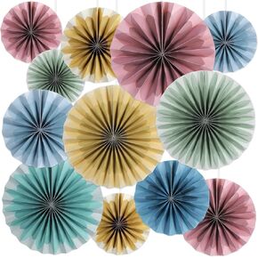 12PCS 3D Paper Flowers Bulletin Board for Wall Classroom Decoration Charm Paper Fans for DIY Bulletin Board Photo Backdrop Premade School Home Classrooms Showers and Birthday Party Supplies
