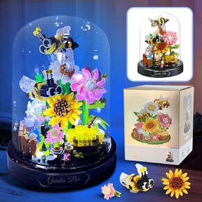 Flower Bouquet Butterfly Building Set with LED String Light, Butterfly Flower Botanical Collection, 530 Pcs Mini Bricks Building Blocks Toy for Kids, Adults, Gift for Mother's Day, Christmas