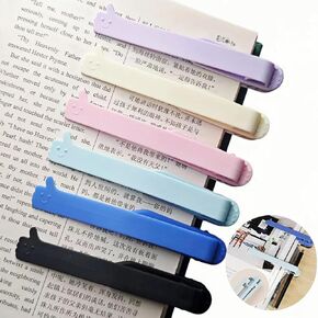 [6 Pack] Automatic Bookmark with Clip & Pen Holder Slot, Silicone Smart Bookmarks with Smiley Thumb Design, Unique Reading Accessories Gifts for Book Lovers, Women, Men, Students