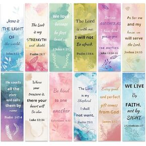 60pcs Bible Verses Watercolor Bookmarks,Inspirational Christian Bookmarks for Women Men Book Lovers Book Club(Watercolor Style)