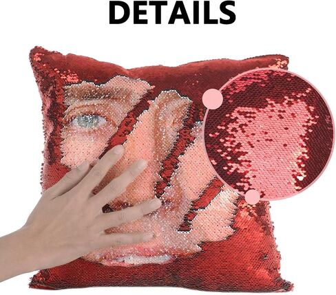 Nicolas Cage Pillow Covers Sequin Pillow Cases Funny Gag Gifts Reversible Sequin Pillow Cover Decorative Throw Cushion Case 16 x 16 Inches (Red) in Saudi Arabia