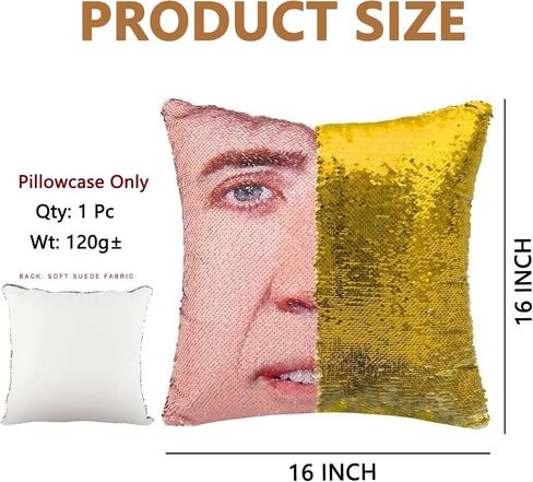 Nicolas Cage Pillow Covers Sequin Pillow Cases Funny Gag Gifts Reversible Sequin Pillow Cover Decorative Throw Cushion Case 16 x 16 Inches (Red) in Saudi Arabia