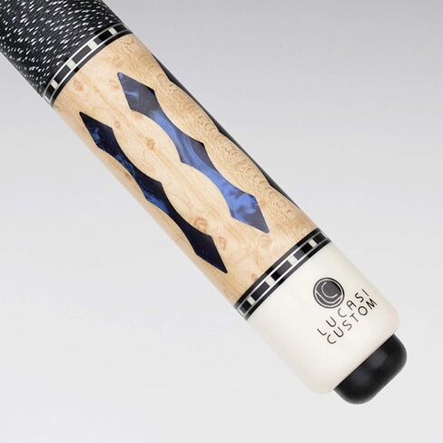 Lucasi Custom 58" 2-Piece Pool Cue with Upgraded Low Deflection Shaft, Blue Luster Inlays, 18oz in Kuwait