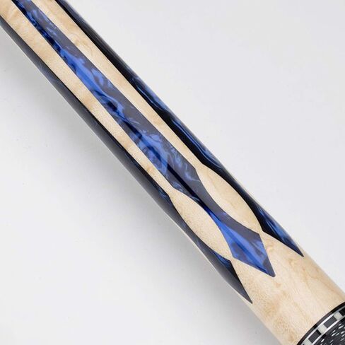 Lucasi Custom 58" 2-Piece Pool Cue with Upgraded Low Deflection Shaft, Blue Luster Inlays, 18oz in Kuwait