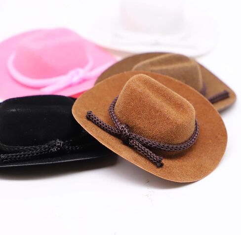 Dollhouse Cowboy Hat, Miniature Cowboy Hat, 1:12 Scale Miniature Soft Cowboy, Mini Hat, American Old West Hat, for Dollhouse Craft Supplies (2PCS) (Light Brown) in Saudi Arabia
