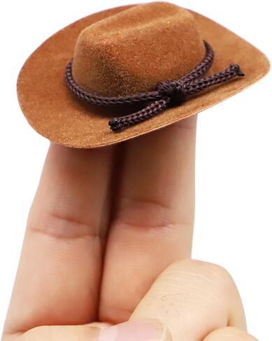 Dollhouse Cowboy Hat, Miniature Cowboy Hat, 1:12 Scale Miniature Soft Cowboy, Mini Hat, American Old West Hat, for Dollhouse Craft Supplies (2PCS) (Light Brown) in Saudi Arabia