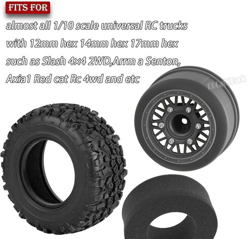12mm/14mm/17mm Hex RC Truck Tires for Slash 2WD 4×4,Arrm a Senton,Axia1,Rc4wd,Redcat,RC Short Course Truck Wheels and Tires,Colour in Saudi Arabia