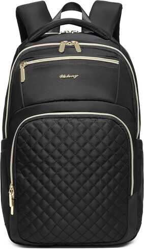 Wotony 15.6inch محفظة حقيبة الظهر المحمولة المحمولة للنساء ، 15.6 بوصة من حقائب الكمبيوتر السفر (أسود/ذهبي ، 15.6 بوصة) in Kuwait