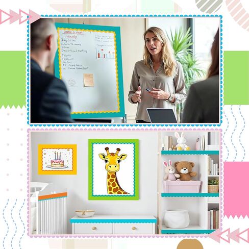 Bulletin Board Borders, 8 Rolls 262.4 Ft Bright Scalloped Bulletin Borders, Colorful Bulletin Board Decorations for Classroom Chalkboard Wall, School Whiteboard Trim DIY, Home, Office, Posters & Party in Kuwait