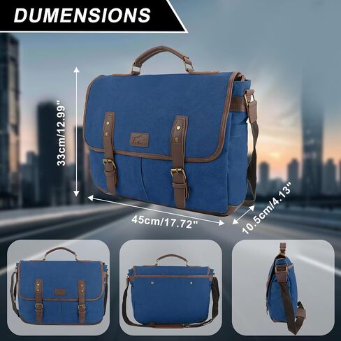 Canvas Messenger Bag, Laptop Briefcase with Shoulder Strap in Kuwait